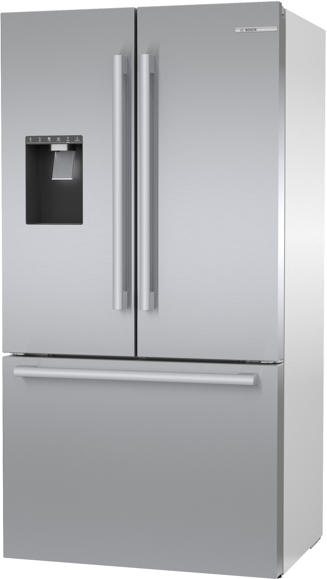 BOSCH B36CD52SNS 500 Series, French Door Bottom freezer, multi door, 36'', Brushed steel (with anti-fingerprint), Total No Frost in Stainless Steel - B36CD52SNS