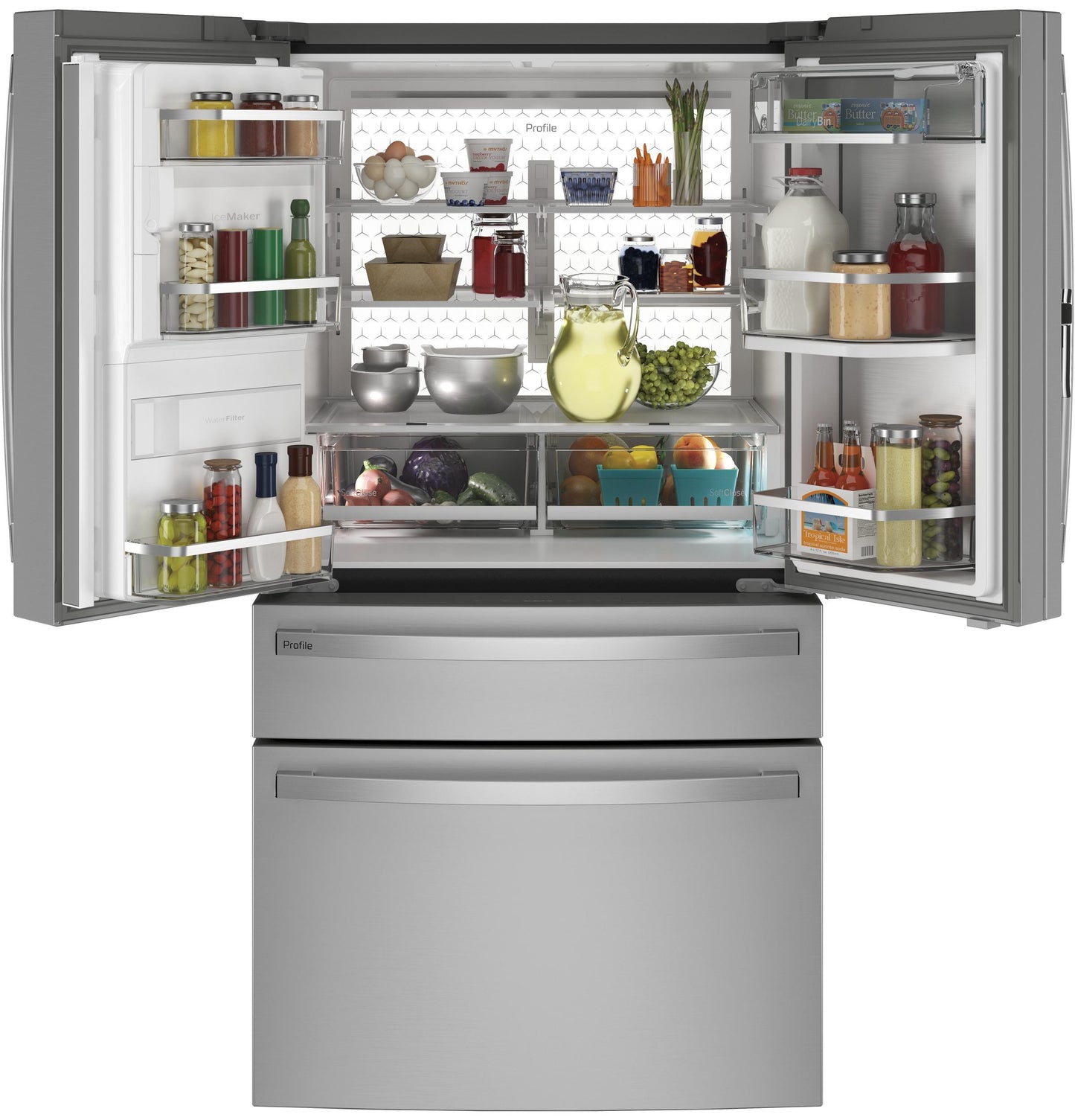 GE APPLIANCES PVD28BYNFS GE Profile™ ENERGY STAR® 27.9 Cu. Ft. Smart Fingerprint Resistant 4-Door French-Door Refrigerator with Door In Door in Stainless Steel - PVD28BYNFS