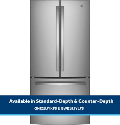 GE APPLIANCES GWE19JYLFS GE ENERGY STAR 18.6 Cu. Ft. Counter-Depth French-Door Refrigerator in Stainless Steel - GWE19JYLFS