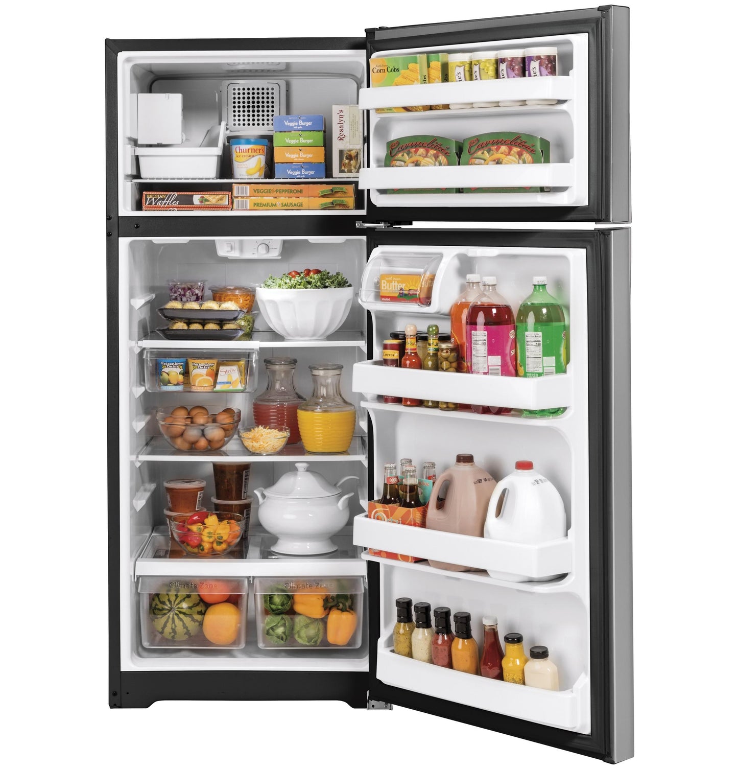 GE APPLIANCES GE 17.5 Cu. Ft. Top-Freezer Refrigerator in Stainless Steel - GIE18GSNRSS