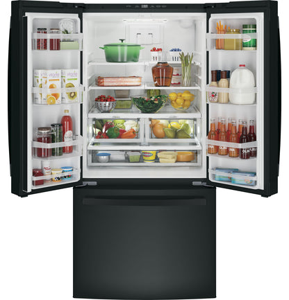 GE APPLIANCES 18.6 Cu. Ft. Counter-Depth French-Door Refrigerator Black - GWE19JGLBB