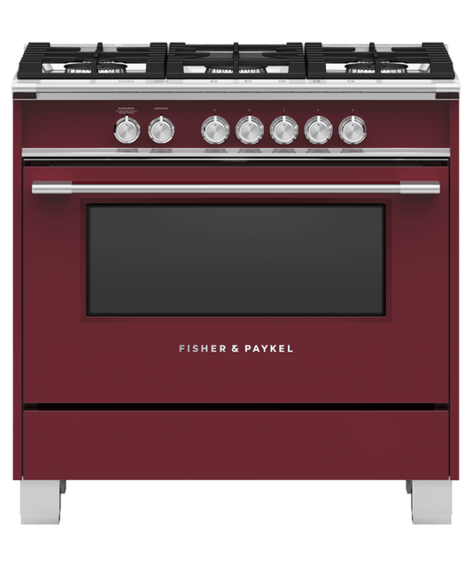 FISHER & PAYKEL OR36SCG4R1 36" Series 7 Classic 5 Burner Gas Range Red - OR36SCG4R1