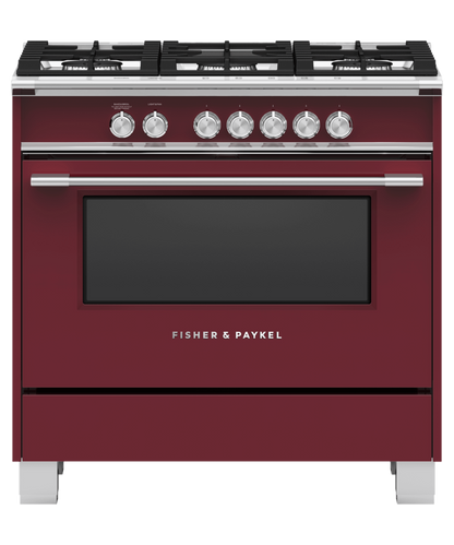 FISHER & PAYKEL OR36SCG4R1 36" Series 7 Classic 5 Burner Gas Range Red - OR36SCG4R1