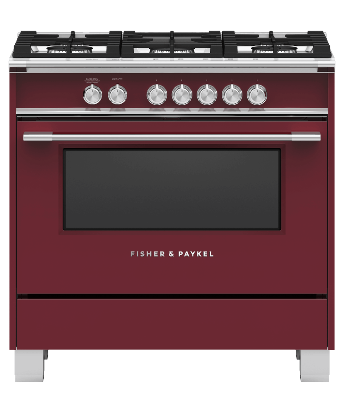FISHER & PAYKEL OR36SCI6R1 36" Series 9 Classic 5 Zone Induction Self-Cleaning Range Red - OR36SCI6R1