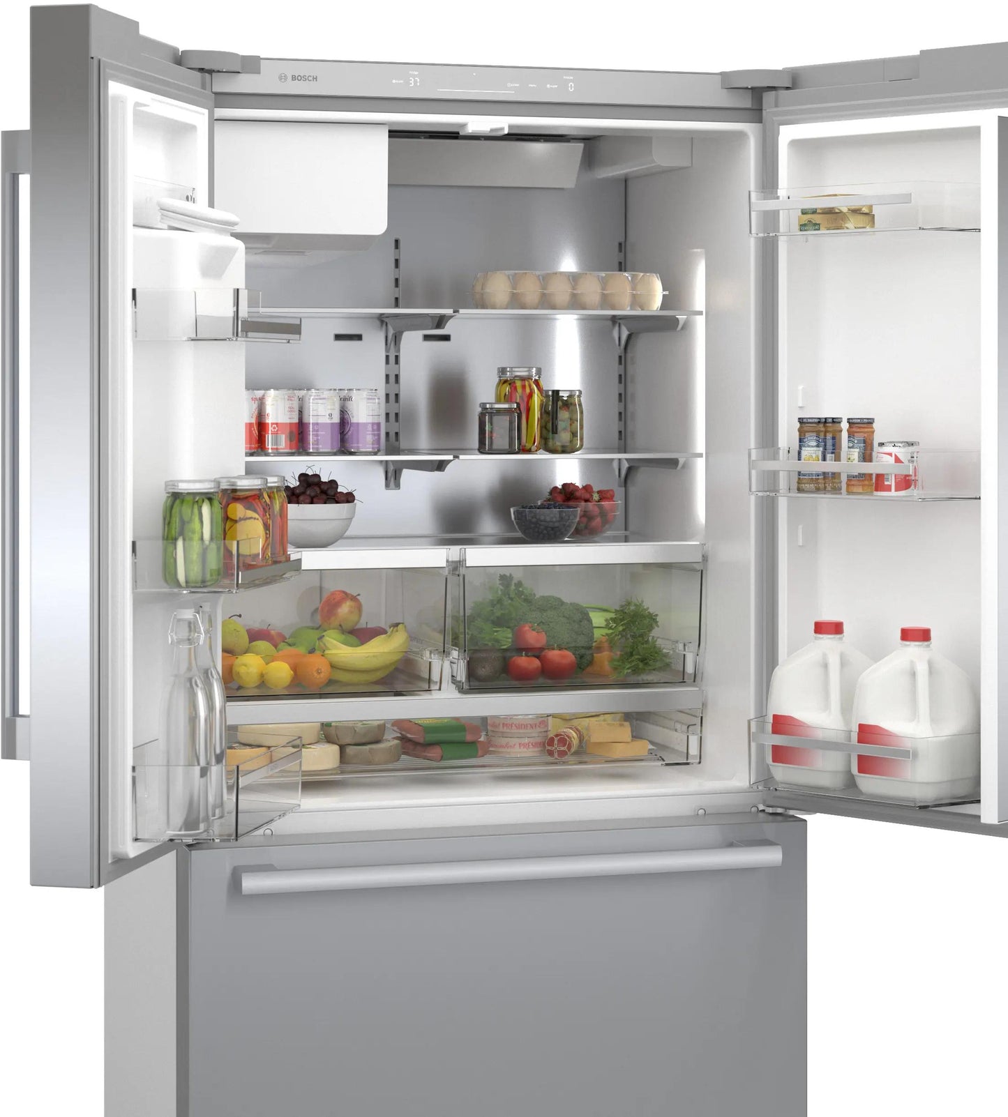 BOSCH B36CD50SNS 500 Series French Door Bottom Mount Refrigerator 36" Stainless steel (with anti-fingerprint), Total No Frost in Stainless Steel - B36CD50SNS