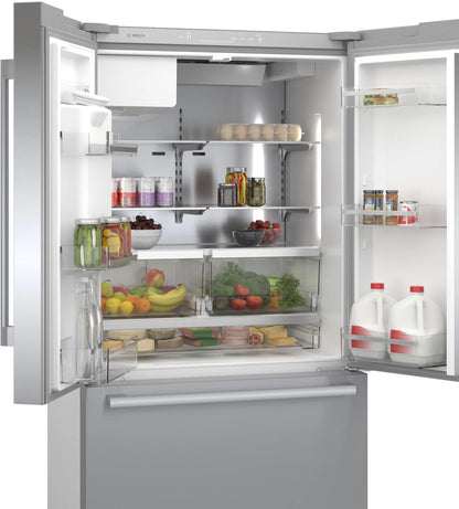 BOSCH B36CD50SNS 500 Series French Door Bottom Mount Refrigerator 36" Stainless steel (with anti-fingerprint), Total No Frost in Stainless Steel - B36CD50SNS