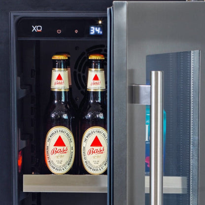 XO APPLIANCE XOU24BWDDGB 24" Beverage/Wine Double Door Black Glass Black - XOU24BWDDGB