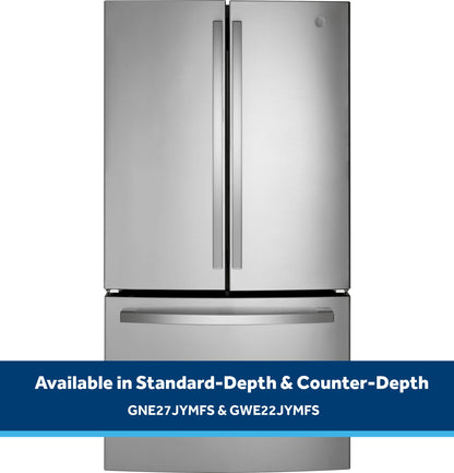 GE APPLIANCES GWE22JYMFS GE® ENERGY STAR® 21.9 Cu. Ft. Fingerprint Resistant Counter-Depth French-Door Refrigerator in Stainless Steel - GWE22JYMFS