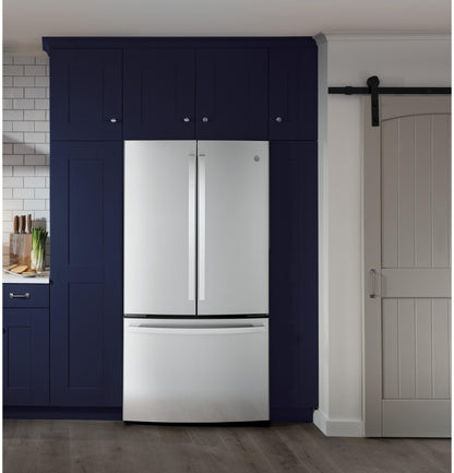 GE APPLIANCES GE 23.1 Cu. Ft. Counter-Depth Fingerprint Resistant French-Door Refrigerator in Stainless Steel - GWE23GYNFS