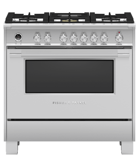 FISHER & PAYKEL OR36SCG6X1 36" Series 9 Classic 5 Burner Dual Fuel Self-Cleaning Range in Stainless Steel - OR36SCG6X1