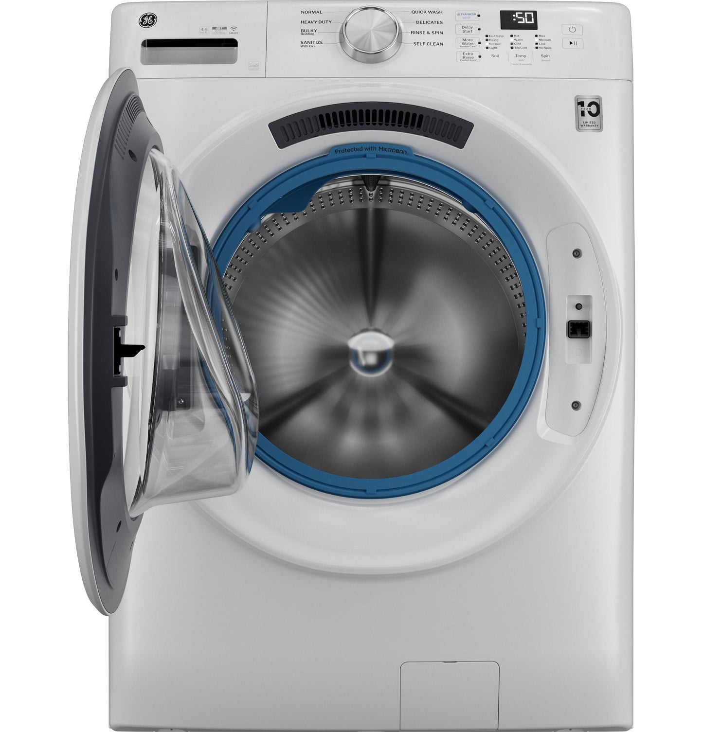 GE APPLIANCES GFW350SSYWW GE® ENERGY STAR® 4.6 cu. ft. Capacity Smart Front Load Washer with UltraFresh Vent System with OdorBlock™ White - GFW350SSYWW