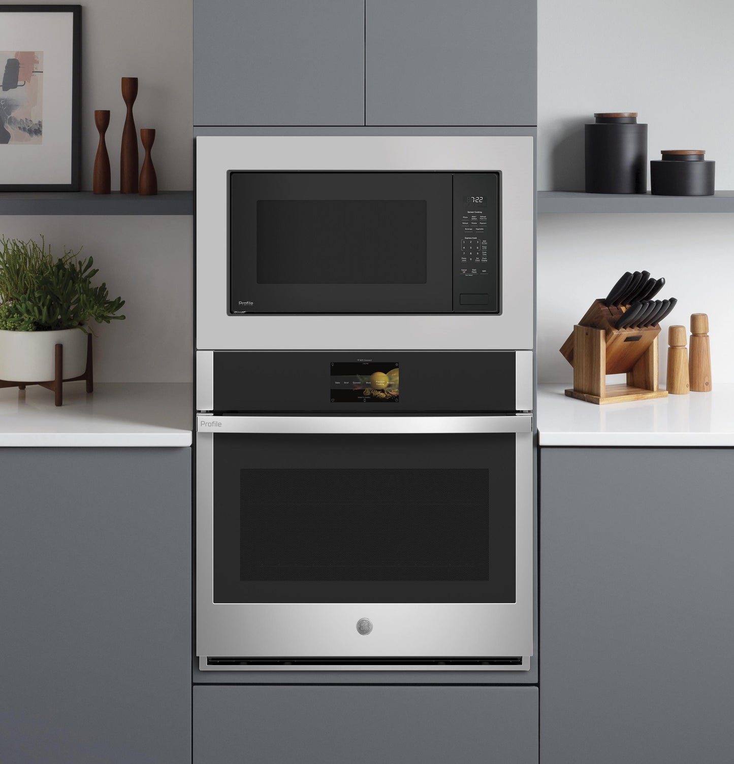 GE APPLIANCES PCWK22U1WDD GE Profile™ 2.2 Cu. Ft. Built-In Sensor Microwave Oven Gray - PCWK22U1WDD