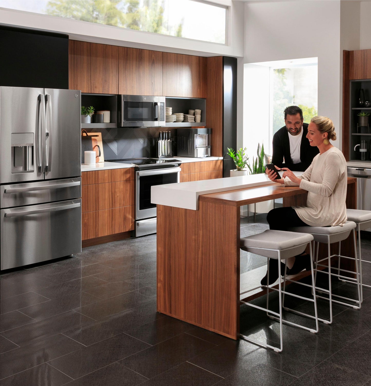 GE APPLIANCES PVD28BYNFS GE Profile™ ENERGY STAR® 27.9 Cu. Ft. Smart Fingerprint Resistant 4-Door French-Door Refrigerator with Door In Door in Stainless Steel - PVD28BYNFS