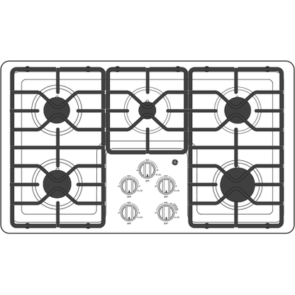 GE APPLIANCES 36" Built-In Gas Cooktop with Dishwasher-Safe Grates in Stainless Steel - JGP3036SLSS