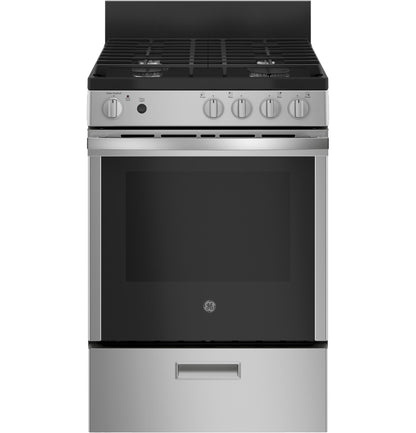 GE APPLIANCES 24" Steam Clean Free-Standing/Slide-in Gas Range Black On Stainless - JGAS640RMSS