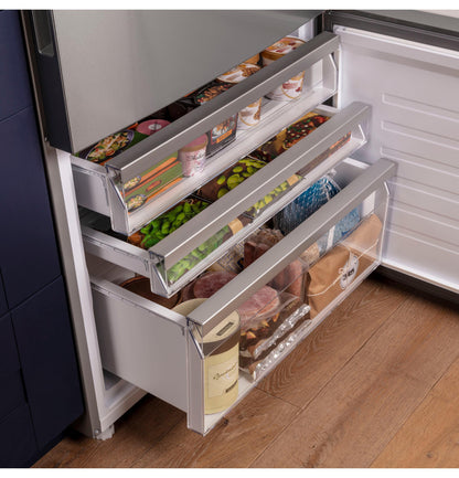 GE APPLIANCES GBE17HYRFS GE® ENERGY STAR® 17.7 Cu. Ft. Counter-Depth Bottom-Freezer Refrigerator in Stainless Steel - GBE17HYRFS