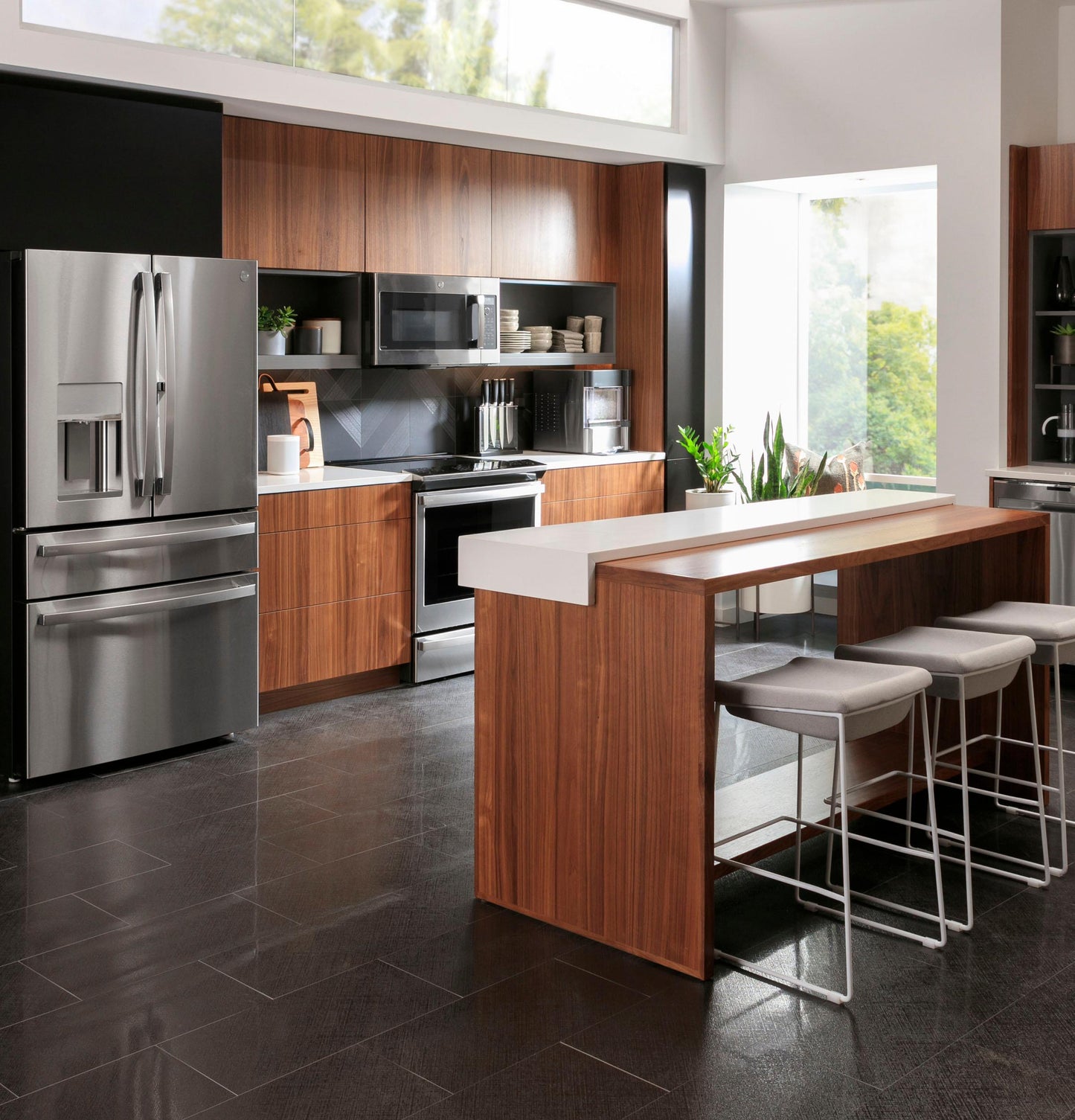 GE APPLIANCES PVD28BYNFS GE Profile™ ENERGY STAR® 27.9 Cu. Ft. Smart Fingerprint Resistant 4-Door French-Door Refrigerator with Door In Door in Stainless Steel - PVD28BYNFS