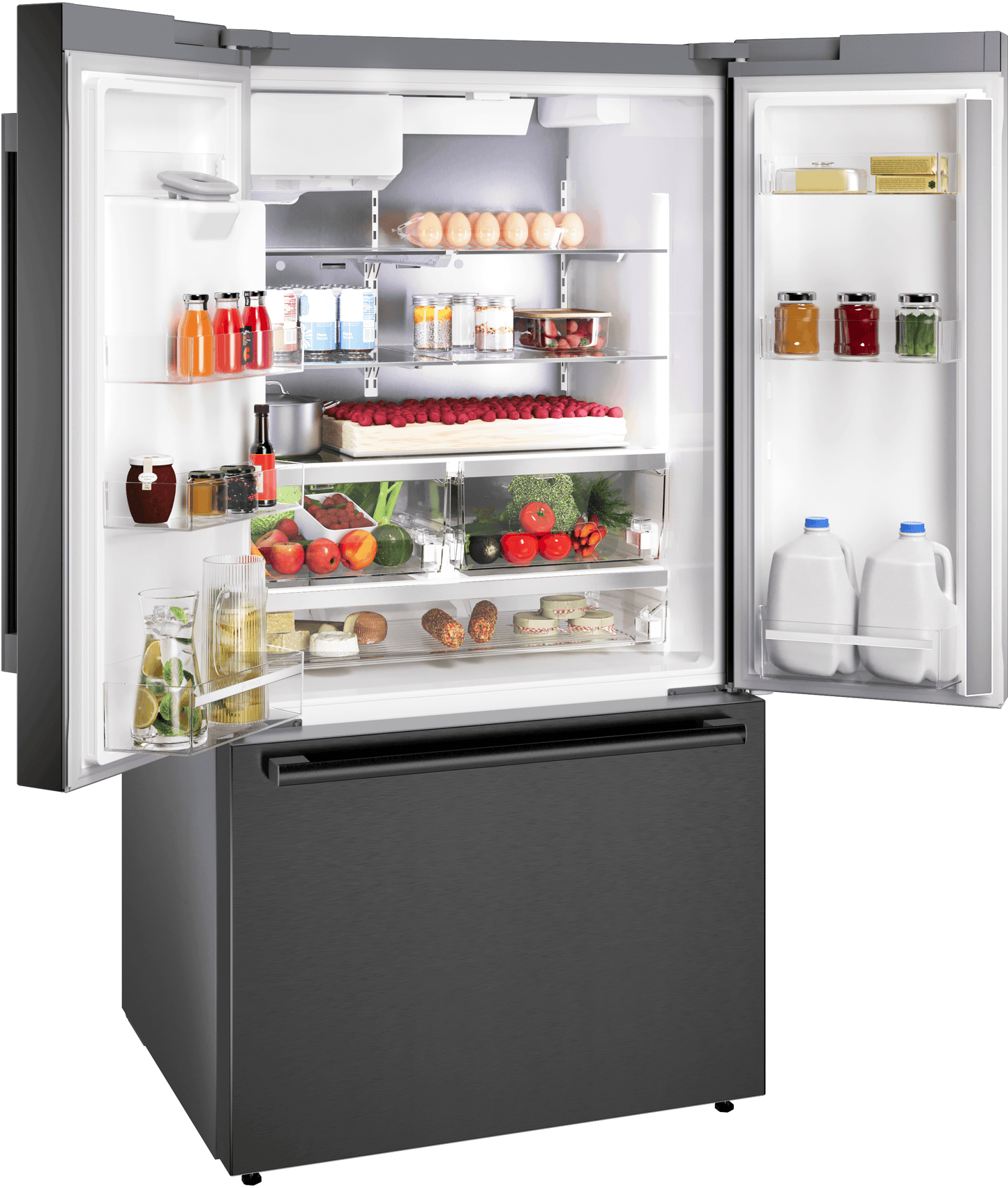 BOSCH B36FD52SNB 500 Series, French Door Bottom freezer, multi door, 36'', Black inox-antifingerprint, Total No Frost Black in Stainless Steel - B36FD52SNB