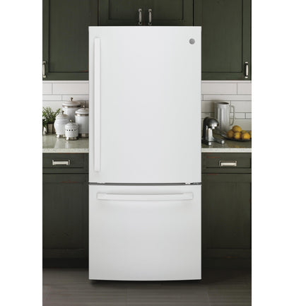 GE APPLIANCES 21.0 Cu. Ft. Bottom-Freezer Refrigerator White - GDE21EGKWW