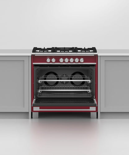 FISHER & PAYKEL OR36SCG4R1 36" Series 7 Classic 5 Burner Gas Range Red - OR36SCG4R1