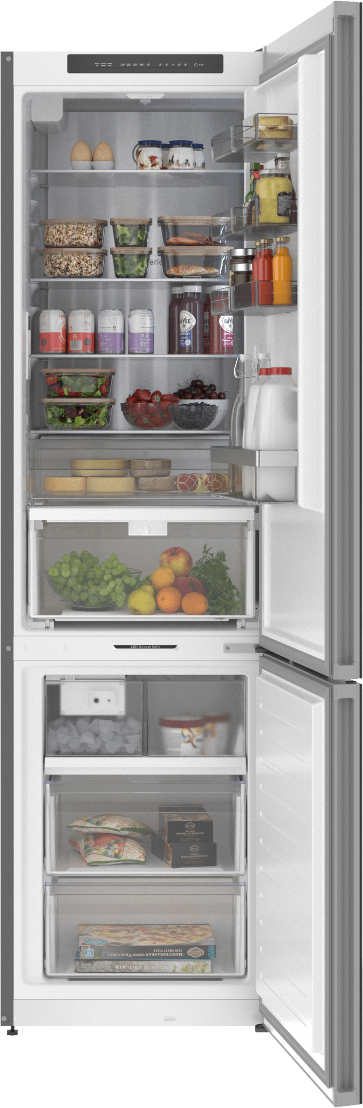 BOSCH B24CB80ESB 800 Series, free-standing fridge-freezer with freezer at bottom, glass door, 24'', Black, Total No Frost Black - B24CB80ESB