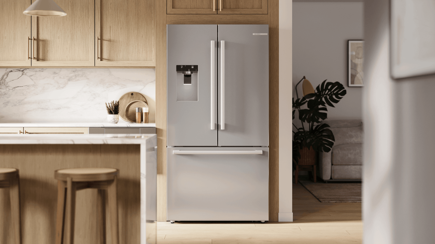 BOSCH B36CD52SNS 500 Series, French Door Bottom freezer, multi door, 36'', Brushed steel (with anti-fingerprint), Total No Frost in Stainless Steel - B36CD52SNS