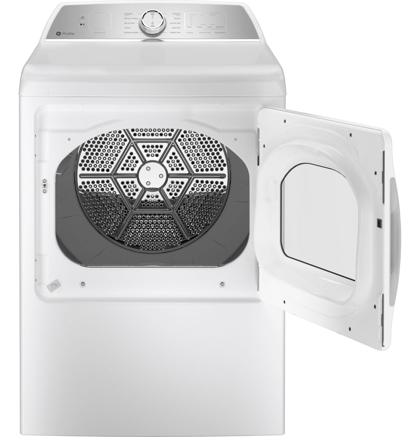 GE APPLIANCES PTD60GBSRWS GE Profile™ ENERGY STAR® 7.4 cu. ft. Capacity aluminized alloy drum Gas Dryer with Sanitize Cycle and Sensor Dry White On Gray - PTD60GBSRWS