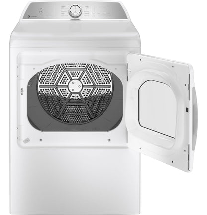 GE APPLIANCES PTD60GBSRWS GE Profile™ ENERGY STAR® 7.4 cu. ft. Capacity aluminized alloy drum Gas Dryer with Sanitize Cycle and Sensor Dry White On Gray - PTD60GBSRWS