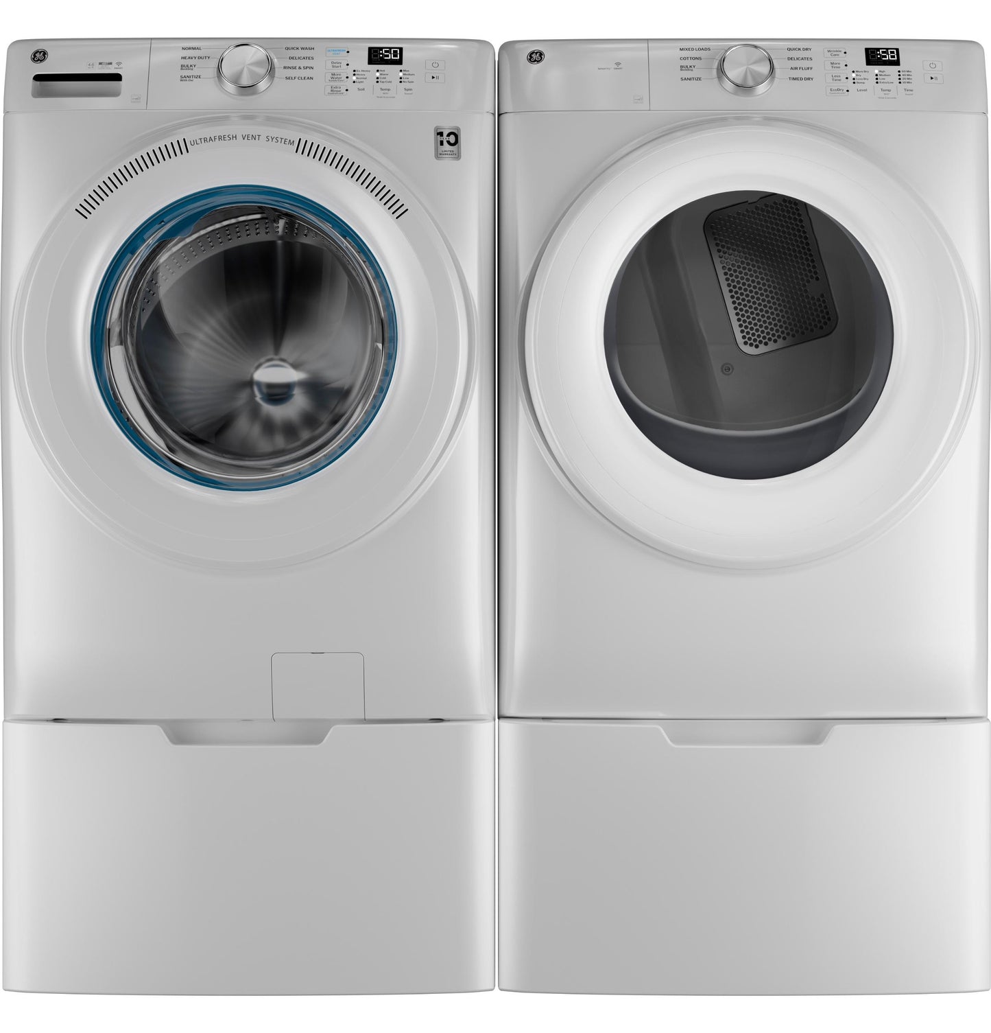 GE APPLIANCES GFW350SSYWW GE® ENERGY STAR® 4.6 cu. ft. Capacity Smart Front Load Washer with UltraFresh Vent System with OdorBlock™ White - GFW350SSYWW