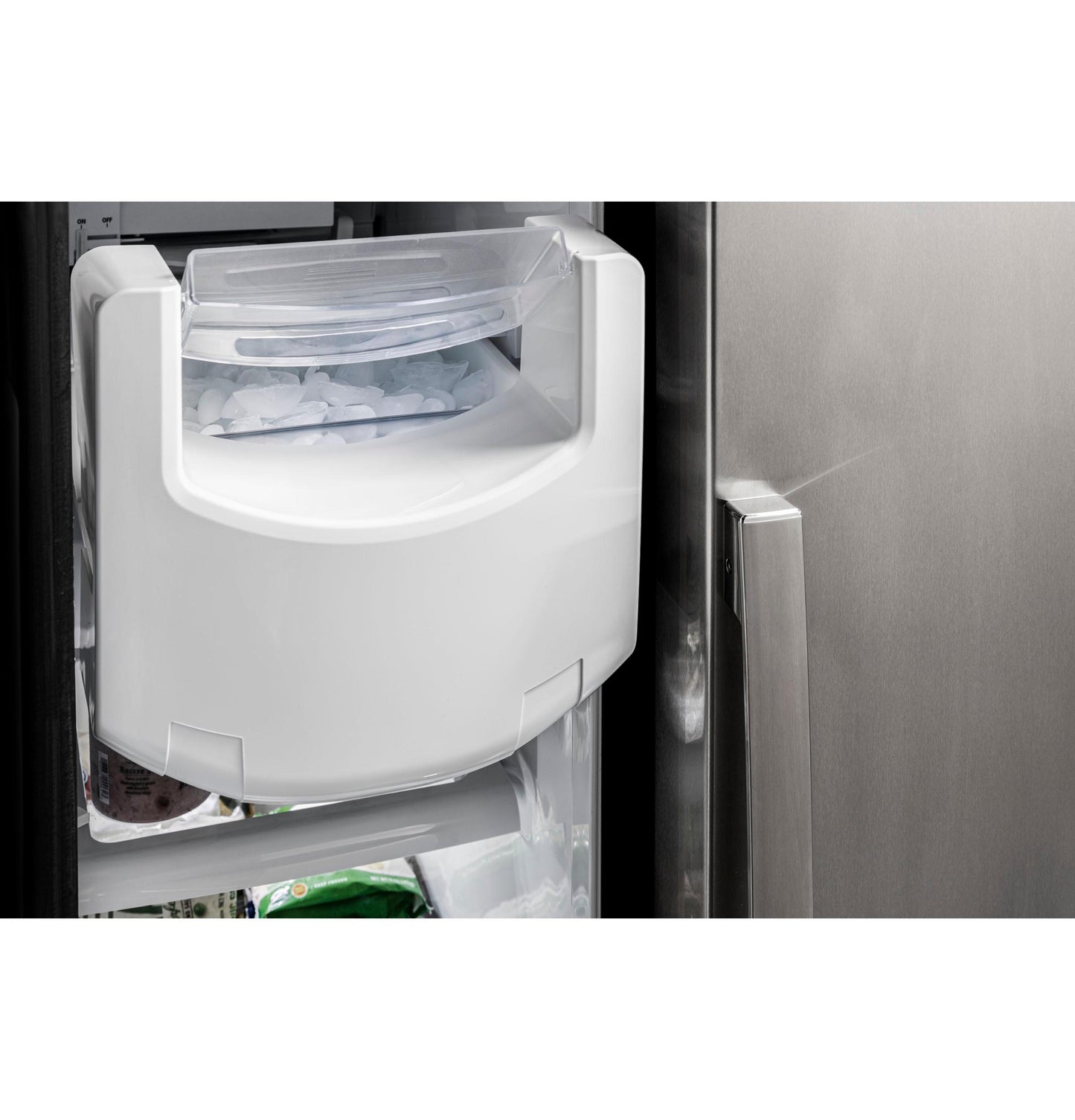 GE APPLIANCES 21.9 Cu. Ft. Counter-Depth Side-By-Side Refrigerator in Stainless Steel - PZS22MYKFS