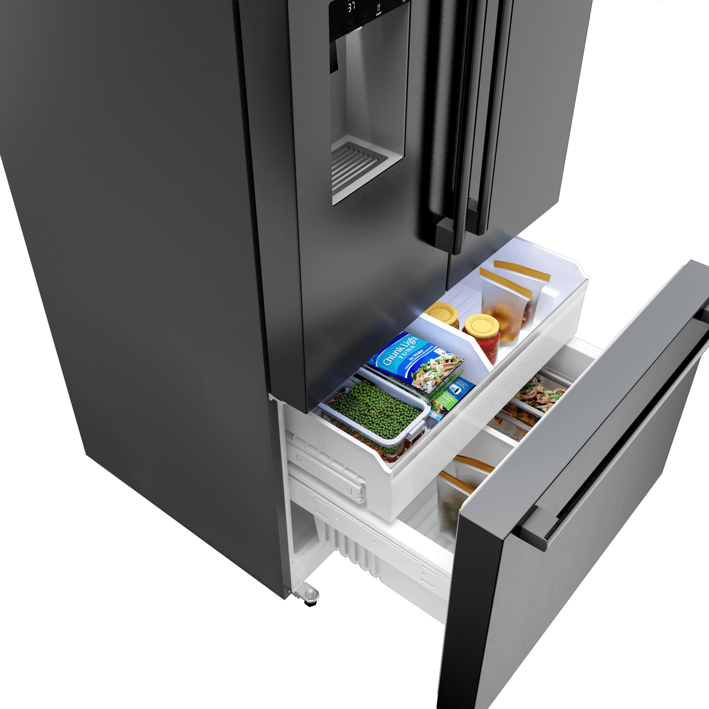 BOSCH B36FD52SNB 500 Series, French Door Bottom freezer, multi door, 36'', Black inox-antifingerprint, Total No Frost Black in Stainless Steel - B36FD52SNB