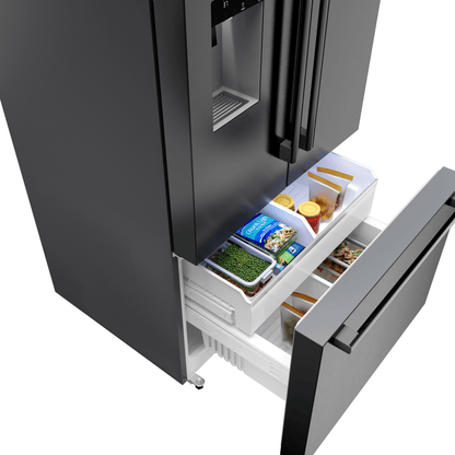 BOSCH B36FD52SNB 500 Series, French Door Bottom freezer, multi door, 36'', Black inox-antifingerprint, Total No Frost Black in Stainless Steel - B36FD52SNB