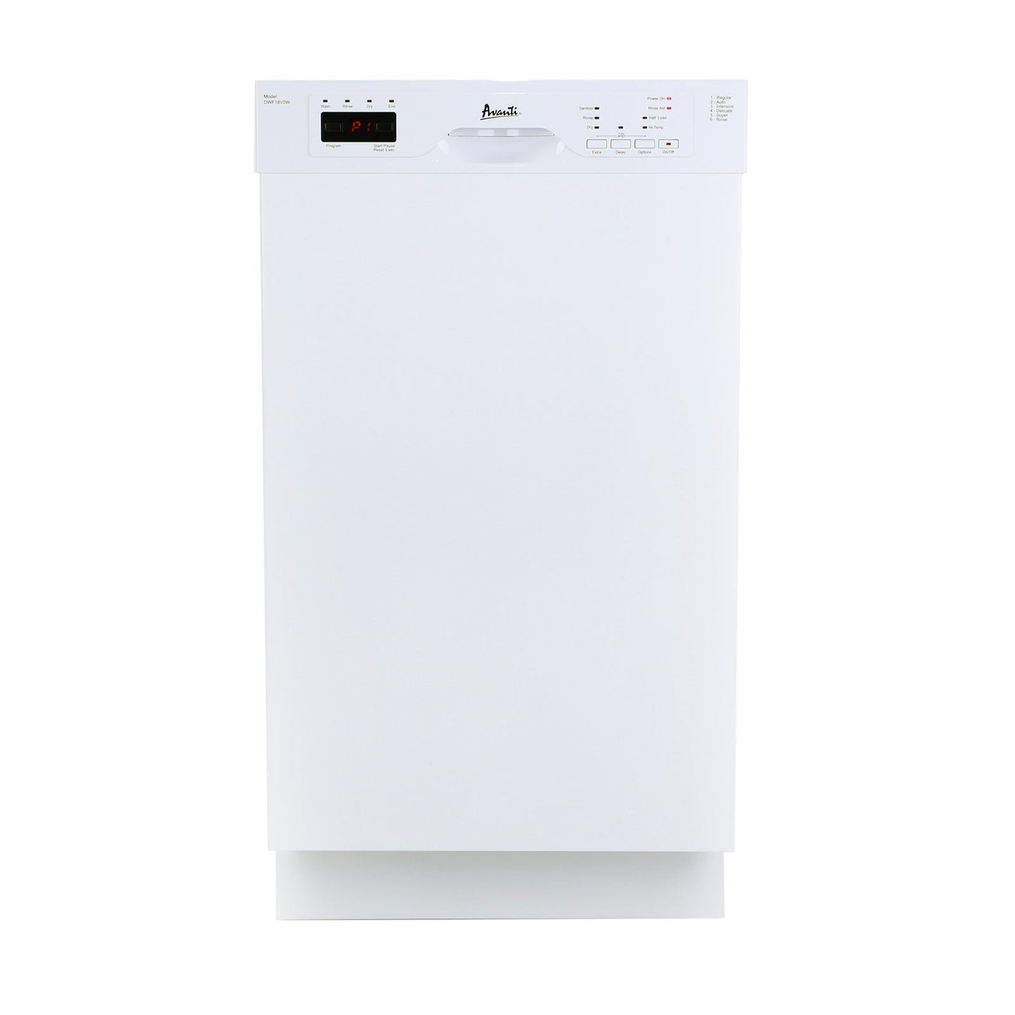 AVANTI DWF18V0W Avanti 18" Built In Dishwasher - White - DWF18V0W