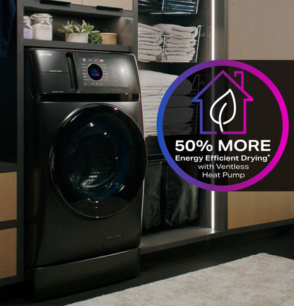GE APPLIANCES GE Profile ENERGY STAR 4.8 cu. ft. Capacity UltraFast Combo with Ventless Inverter Heat Pump Technology Washer/Dryer Gray - PFQ97HSPVDS
