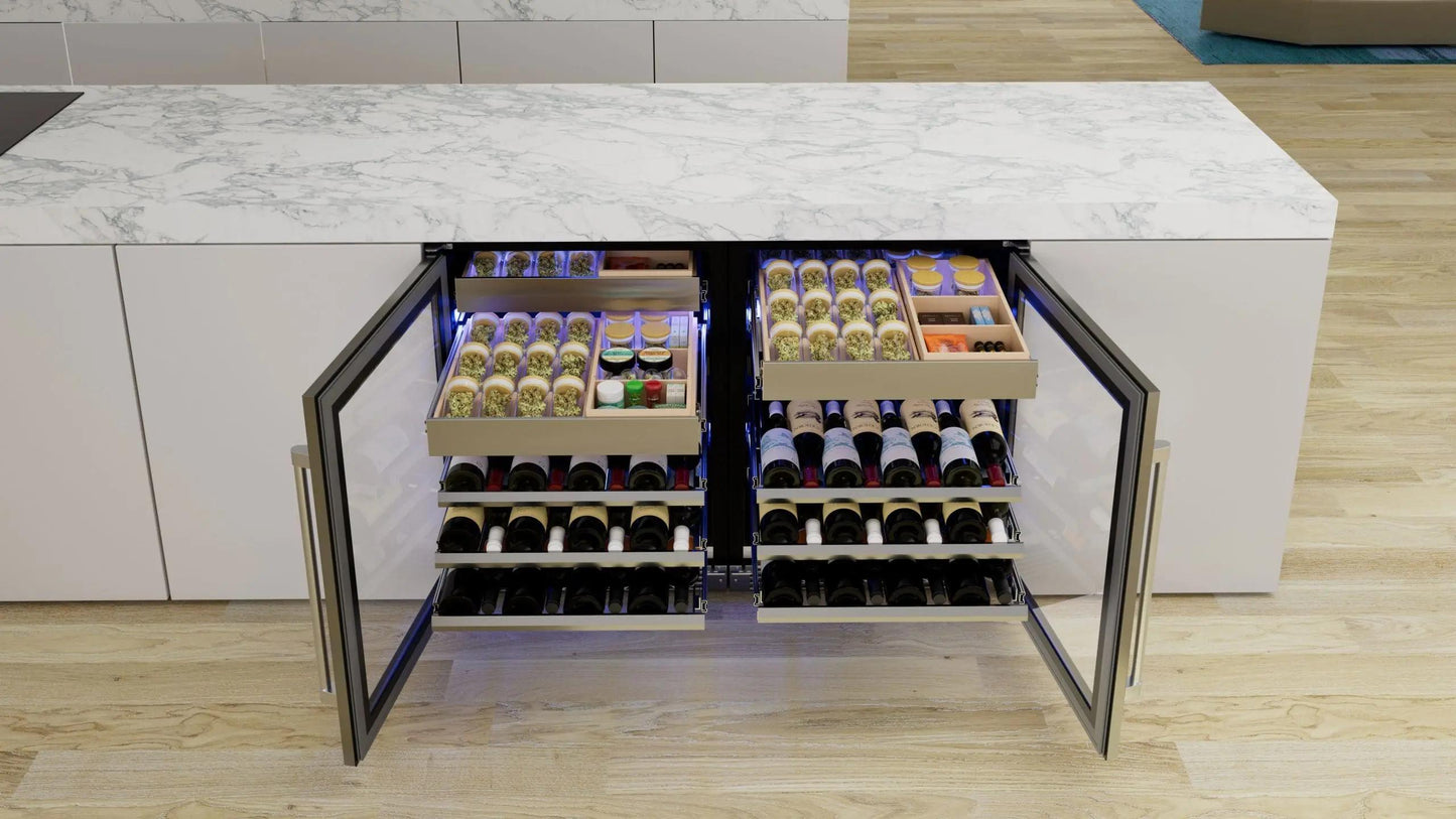 XO APPLIANCE XOU24WWGBL Wine and Weed 24" Black Glass, Left Hinge Black - XOU24WWGBL