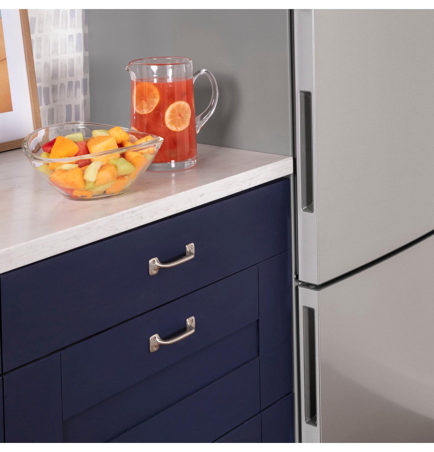 GE APPLIANCES GBE17HYRFS GE® ENERGY STAR® 17.7 Cu. Ft. Counter-Depth Bottom-Freezer Refrigerator in Stainless Steel - GBE17HYRFS
