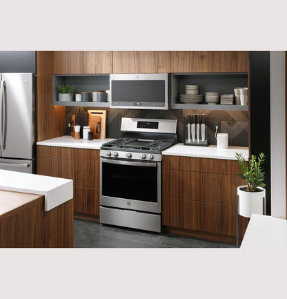 GE APPLIANCES PGB935YPFS GE Profile™ Smart 30" Free-Standing Self Clean Gas Fingerprint Resistant Range with No Preheat Air Fry in Stainless Steel - PGB935YPFS