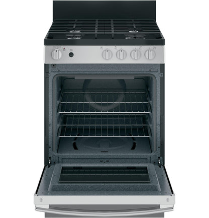 GE APPLIANCES 24" Steam Clean Free-Standing/Slide-in Gas Range Black On Stainless - JGAS640RMSS