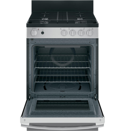 GE APPLIANCES 24" Steam Clean Free-Standing/Slide-in Gas Range Black On Stainless - JGAS640RMSS
