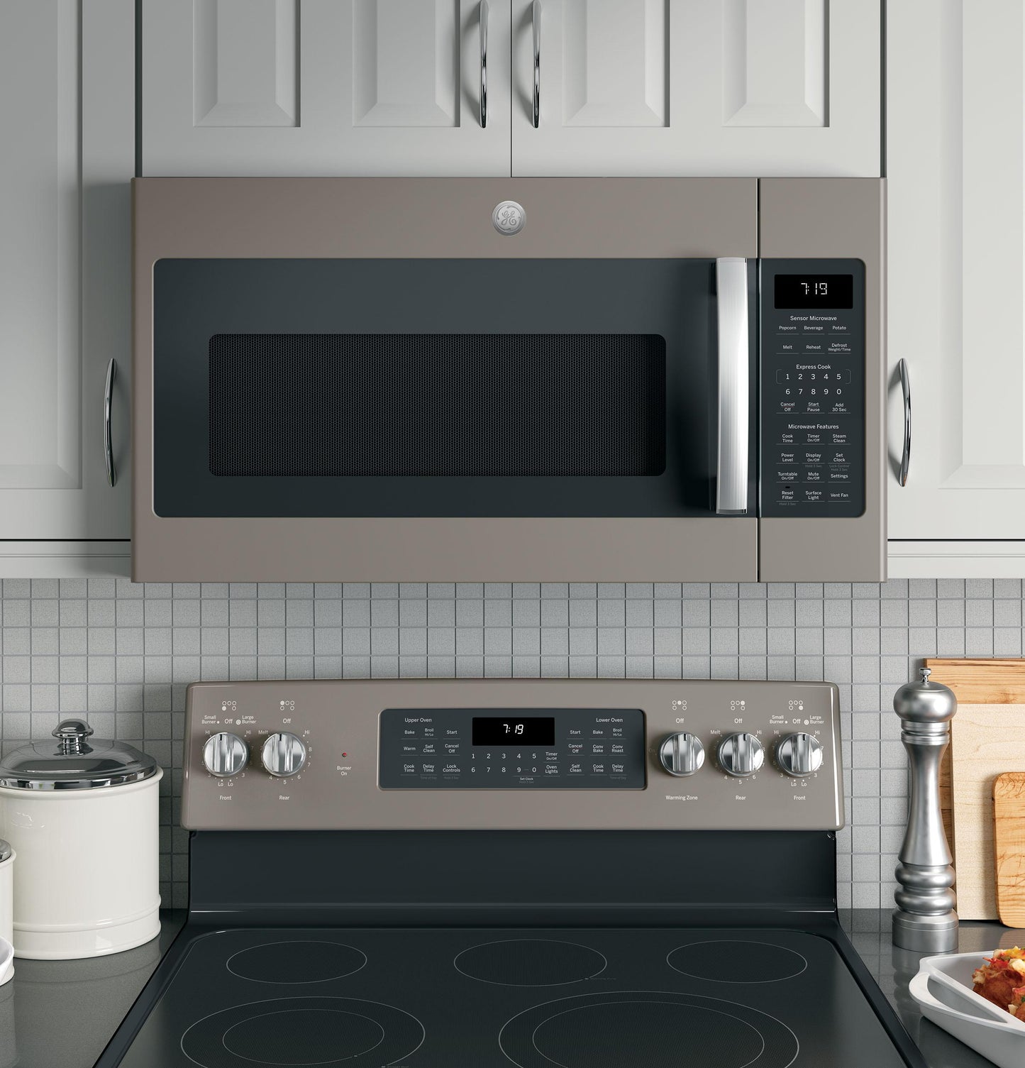 GE APPLIANCES 1.9 Cu. Ft. Over-the-Range Sensor Microwave Oven Slate - JVM7195EKES