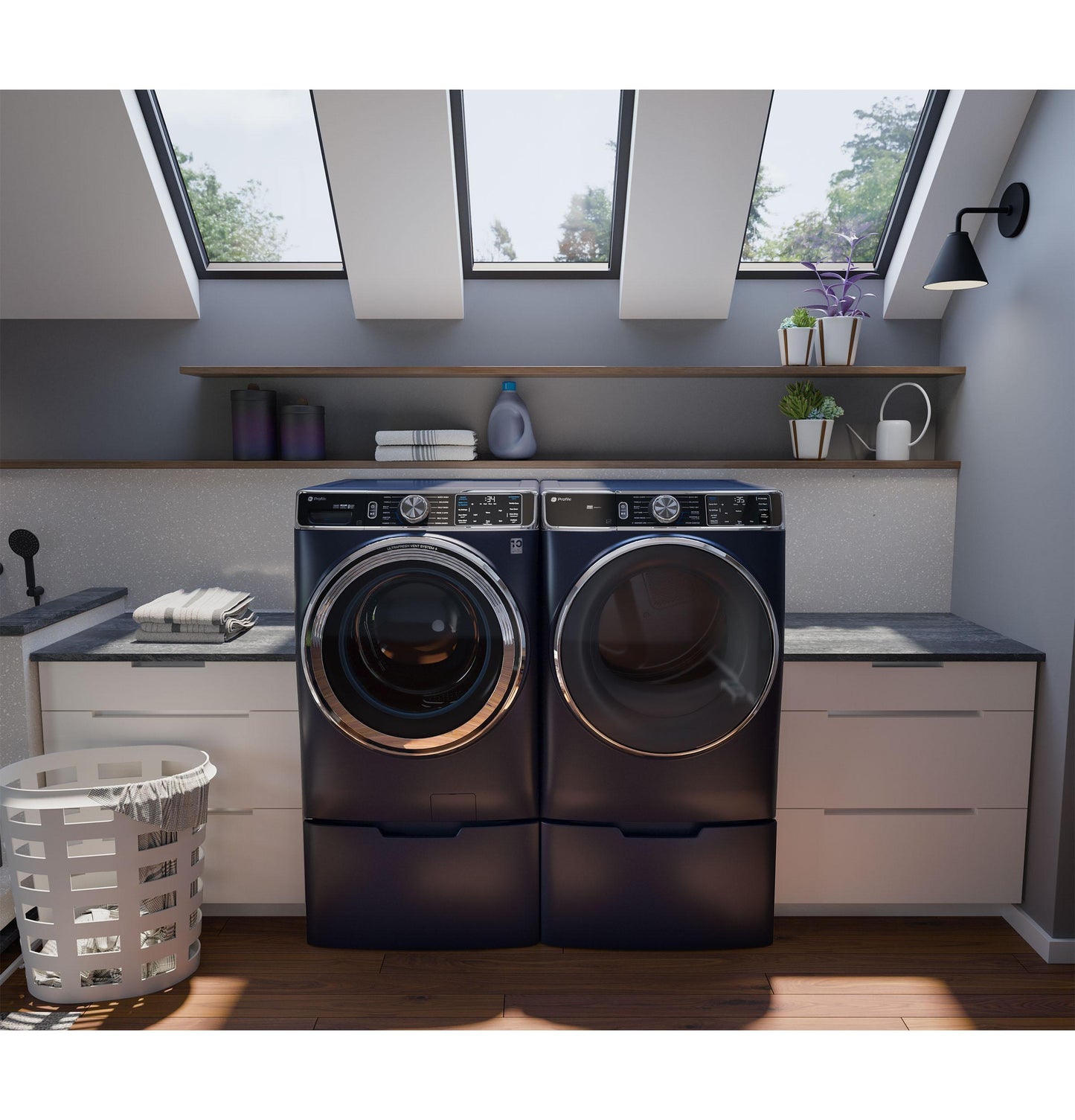 GE APPLIANCES PFD87ESPVRS GE Profile™ 7.8 cu. ft. Capacity Smart Front Load Electric Dryer with Steam and Sanitize Cycle Blue - PFD87ESPVRS