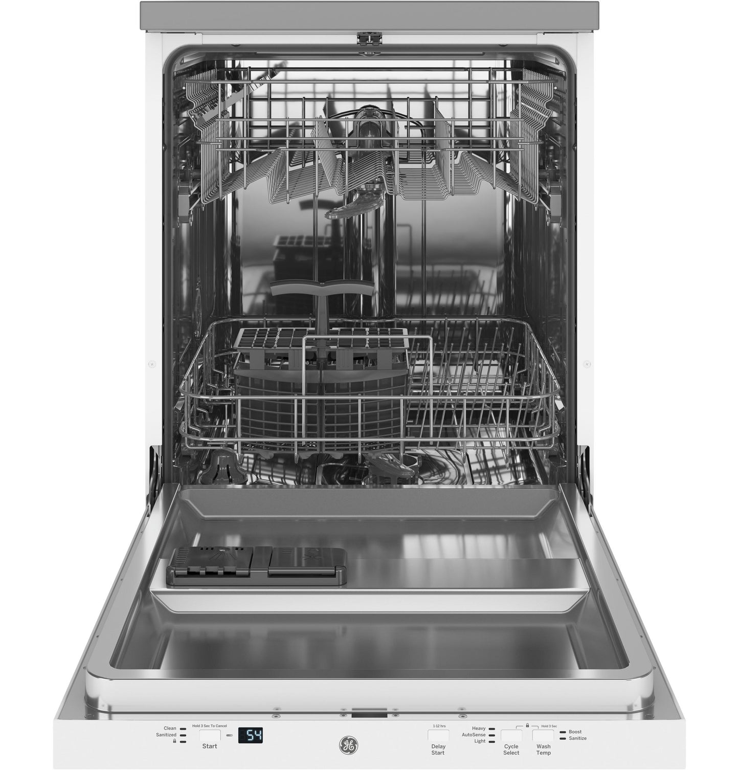 GE APPLIANCES GPT225SGLWW GE® ENERGY STAR® 24" in Stainless Steel Interior Portable Dishwasher with Sanitize Cycle in White - GPT225SGLWW