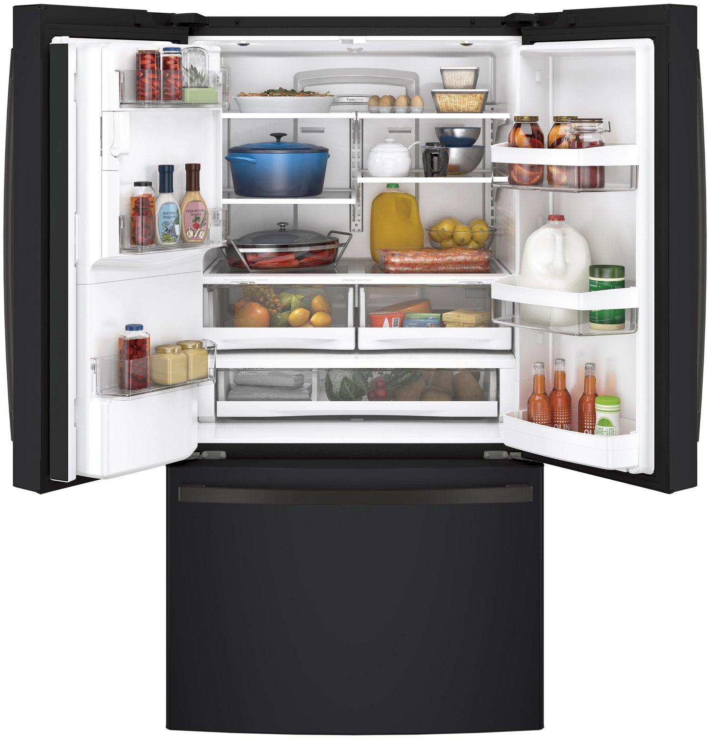 GE APPLIANCES GFE28GELDS GE® ENERGY STAR® 27.7 Cu. Ft. French-Door Refrigerator Black Slate - GFE28GELDS