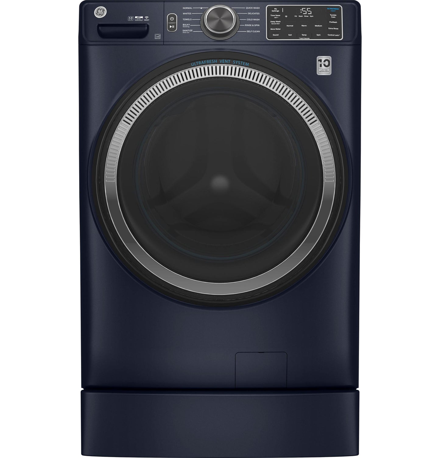 GE APPLIANCES GFW550SPRRS GE® ENERGY STAR® 4.8 cu. ft. Capacity Smart Front Load Washer with UltraFresh Vent System with OdorBlock™ and Sanitize w/Oxi Blue - GFW550SPRRS