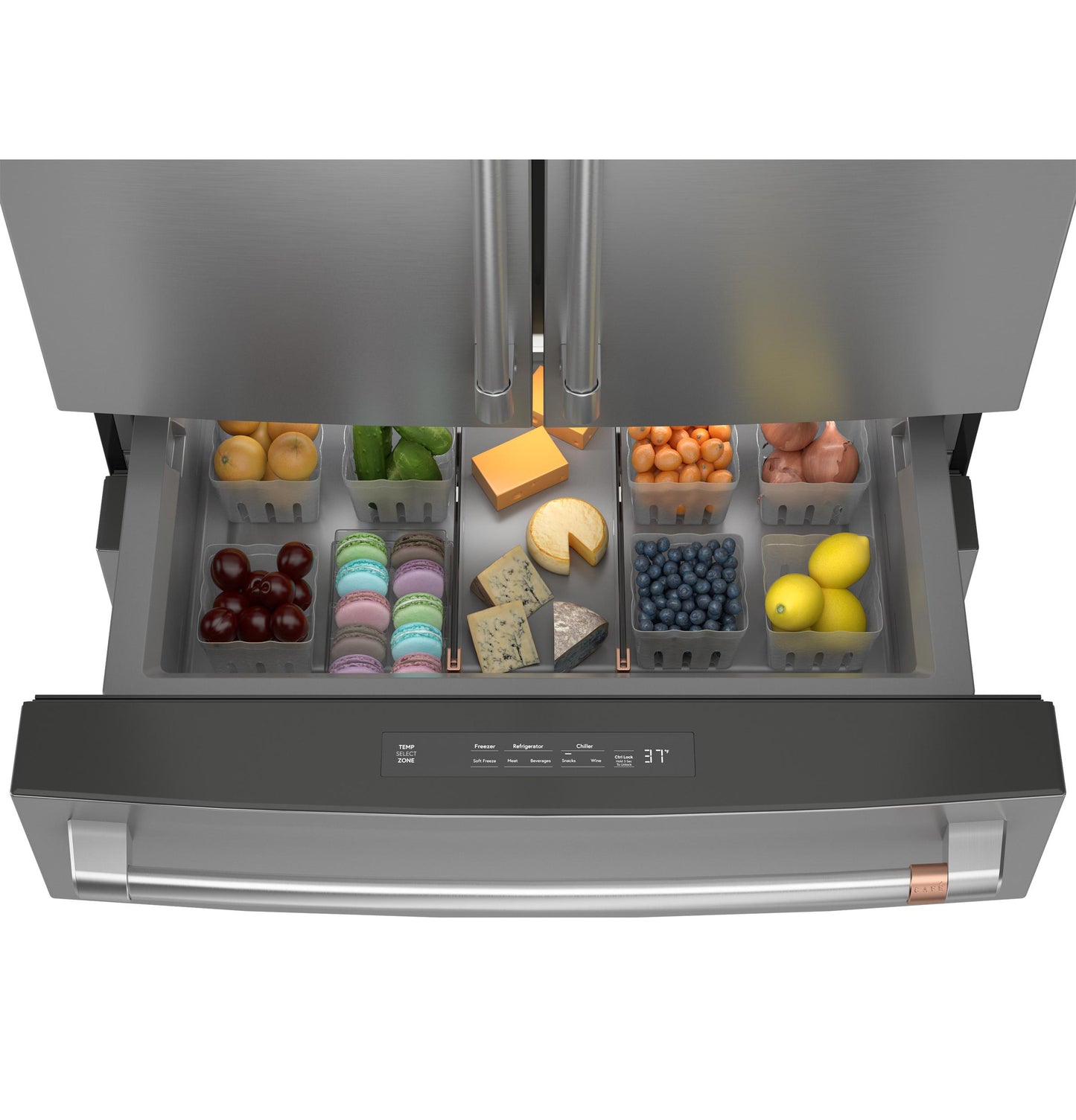 CAFE CGE29DP2TS1 CAFé™ ENERGY STAR® 28.7 Cu. Ft. Smart 4-Door French-Door Refrigerator With Dual-Dispense AutoFill Pitcher in Stainless Steel - CGE29DP2TS1