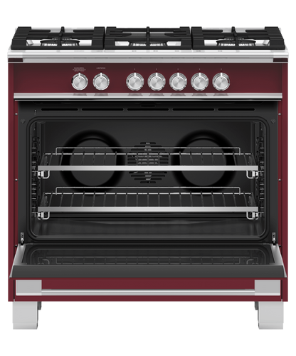 FISHER & PAYKEL OR36SCG4R1 36" Series 7 Classic 5 Burner Gas Range Red - OR36SCG4R1