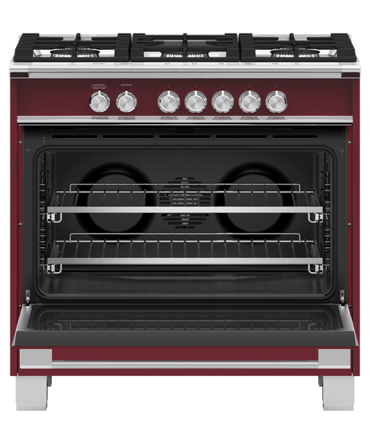 FISHER & PAYKEL OR36SCG4R1 36" Series 7 Classic 5 Burner Gas Range Red - OR36SCG4R1