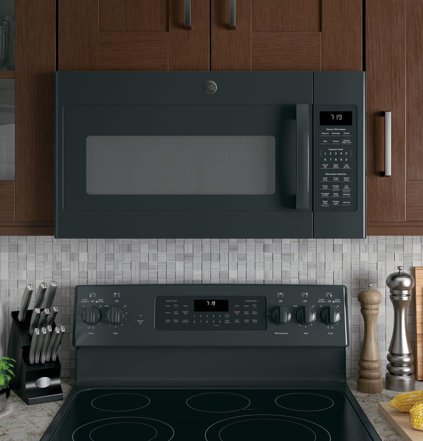 GE APPLIANCES 1.9 Cu. Ft. Over-the-Range Sensor Microwave Oven Black - JVM7195DKBB