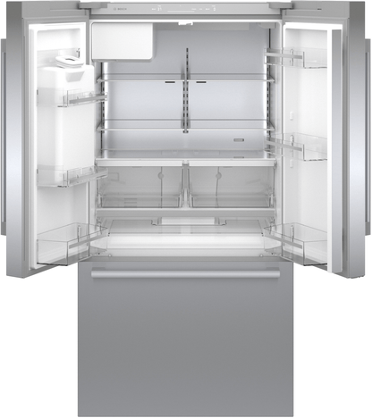 BOSCH B36CD52SNS 500 Series, French Door Bottom freezer, multi door, 36'', Brushed steel (with anti-fingerprint), Total No Frost in Stainless Steel - B36CD52SNS