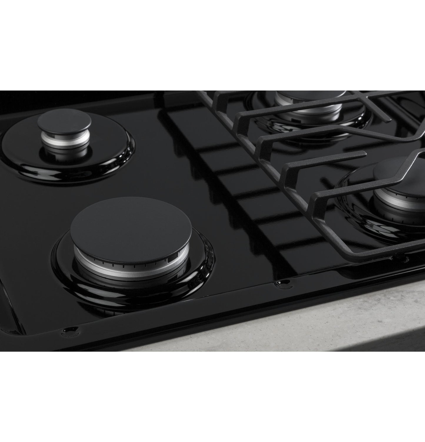 GE APPLIANCES 30" Built-In Gas Cooktop with Dishwasher-Safe Grates Black - JGP3030DLBB